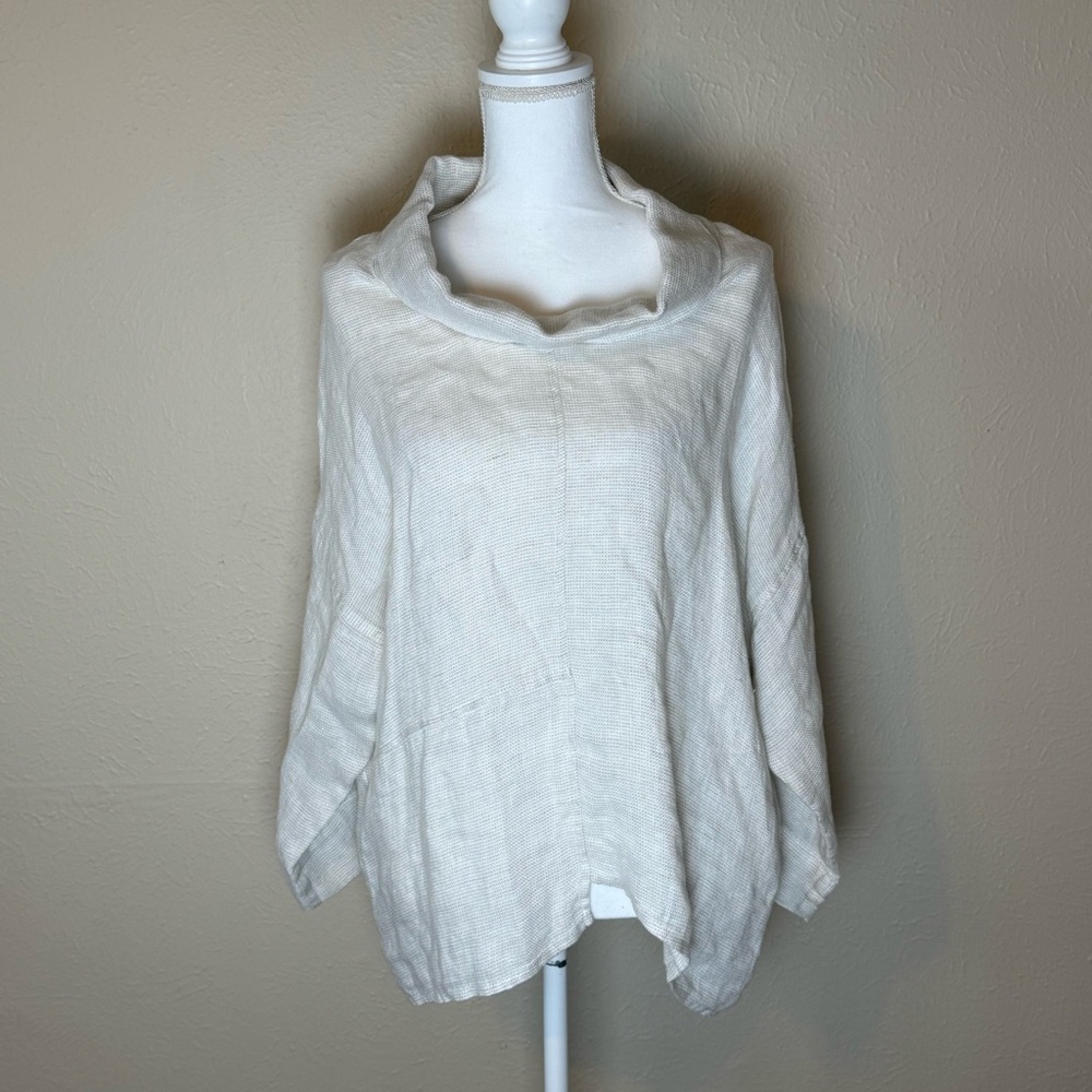 Flax Women’s Linen Long Sleeve Cream Textured Garment